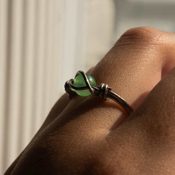 Gold Wire Wrapped Gemstone Ring, Custom Gold or Silver, Minimalistic jewelry - Picture 5 of 5